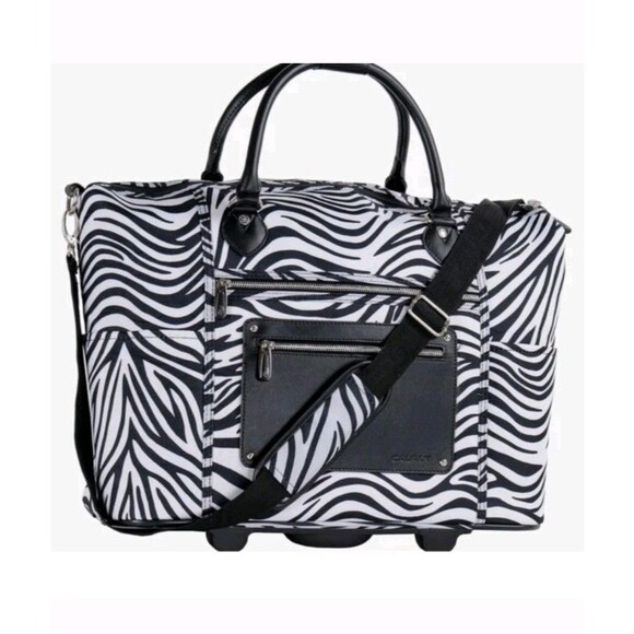 NWT Calpak Zany 21" Laptop   Carry On Luggage Bag Zebra 21X14X8.5" Easy Carry - Picture 1 of 11